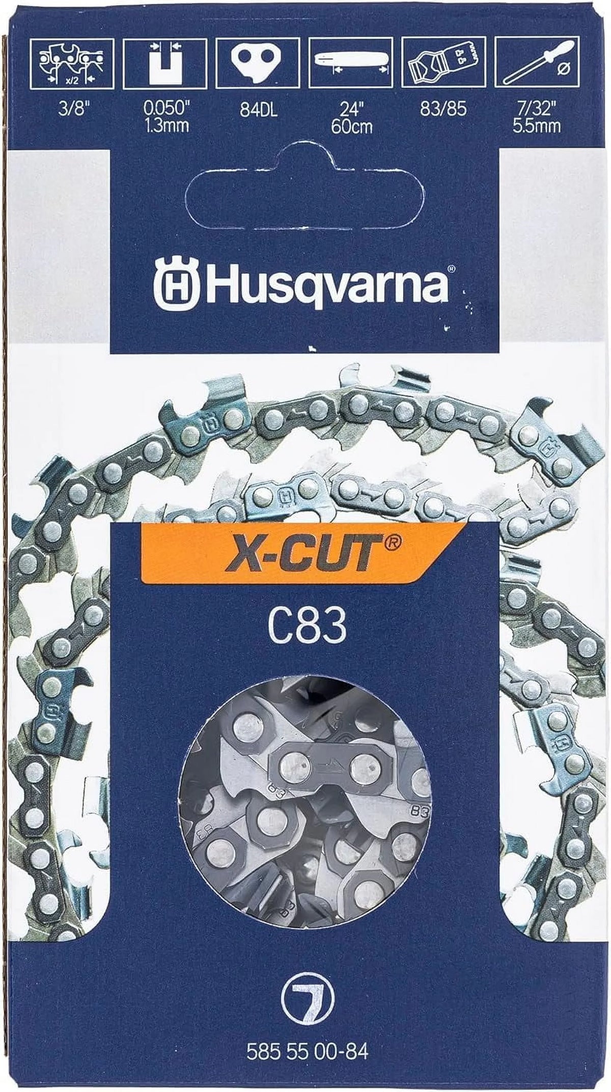 Husqvarna 585550084 24" C83 X-Cut 24" Chain 3/8" .050" 84 DL 3 Pack