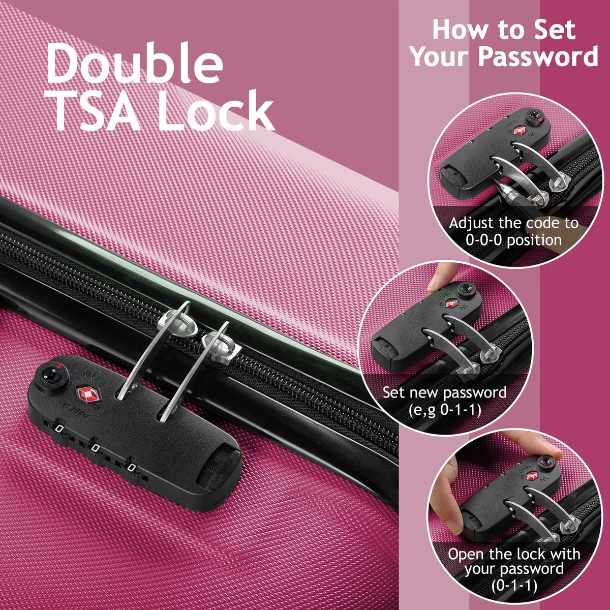 Zimtown 3 Piece Nested Spinner Suitcase Luggage Set With TSA Lock Royal Blue