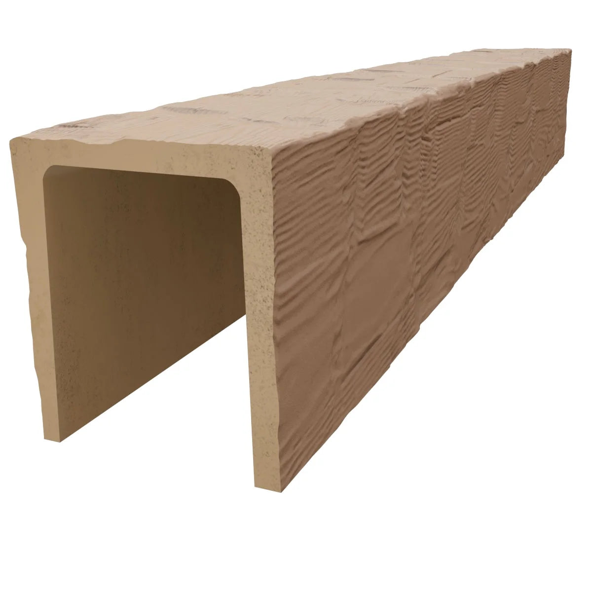 Ekena Millwork 3 1/2"W x 3 1/2"H x 120"L 3-Sided (U-Beam) Reclaimed Axed Cut HeritageTimber Faux Wood Ceiling Beam, Kona Brown