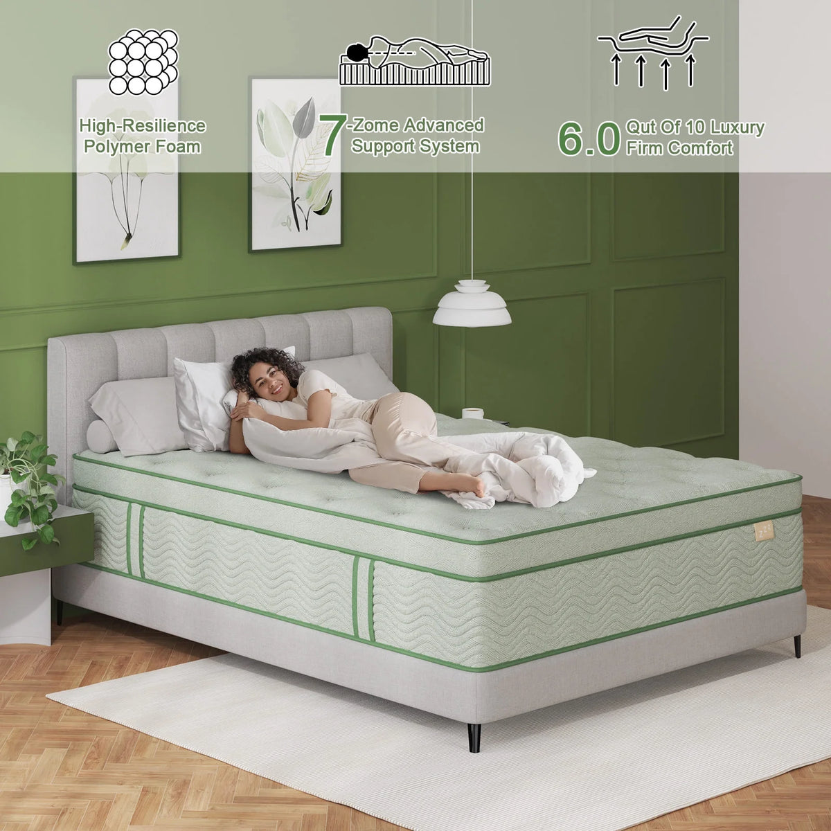 Viscountess 14inch Queen Mattress with Gel Memory Foam Medium Firm Euro Top Hybrid Mattress Queen Size in a Box,Adult
