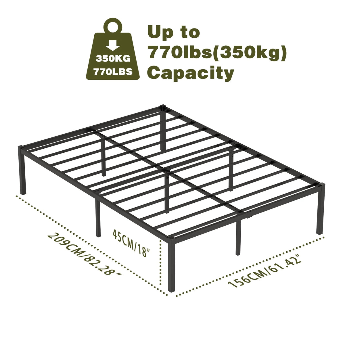 Yoneston Queen Size Metal Bed Frame 18" High Beds Frames with Storage