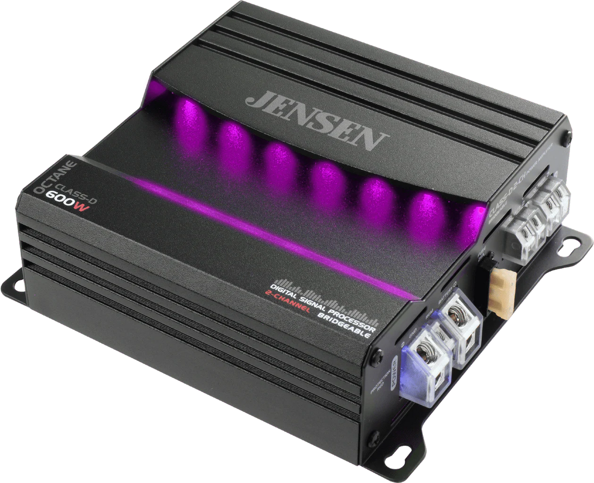 JENSEN XDA92RB Class D 2 Channel Bridgeable Amplifier with 80 Watts x 2 RMS, 600 Watts