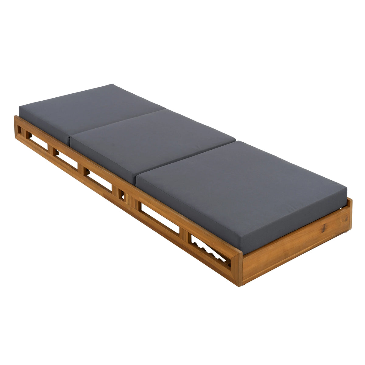Patio Seating LOUNGE CHAISE SET, ACACIA WOOD WITH WATER-RESISTANT LOUNGE CUSHIONS (CREAM & 4 INCH THICK) - MATCHING DARK GREY VERSION AVAILABLE,Outdoor Seating