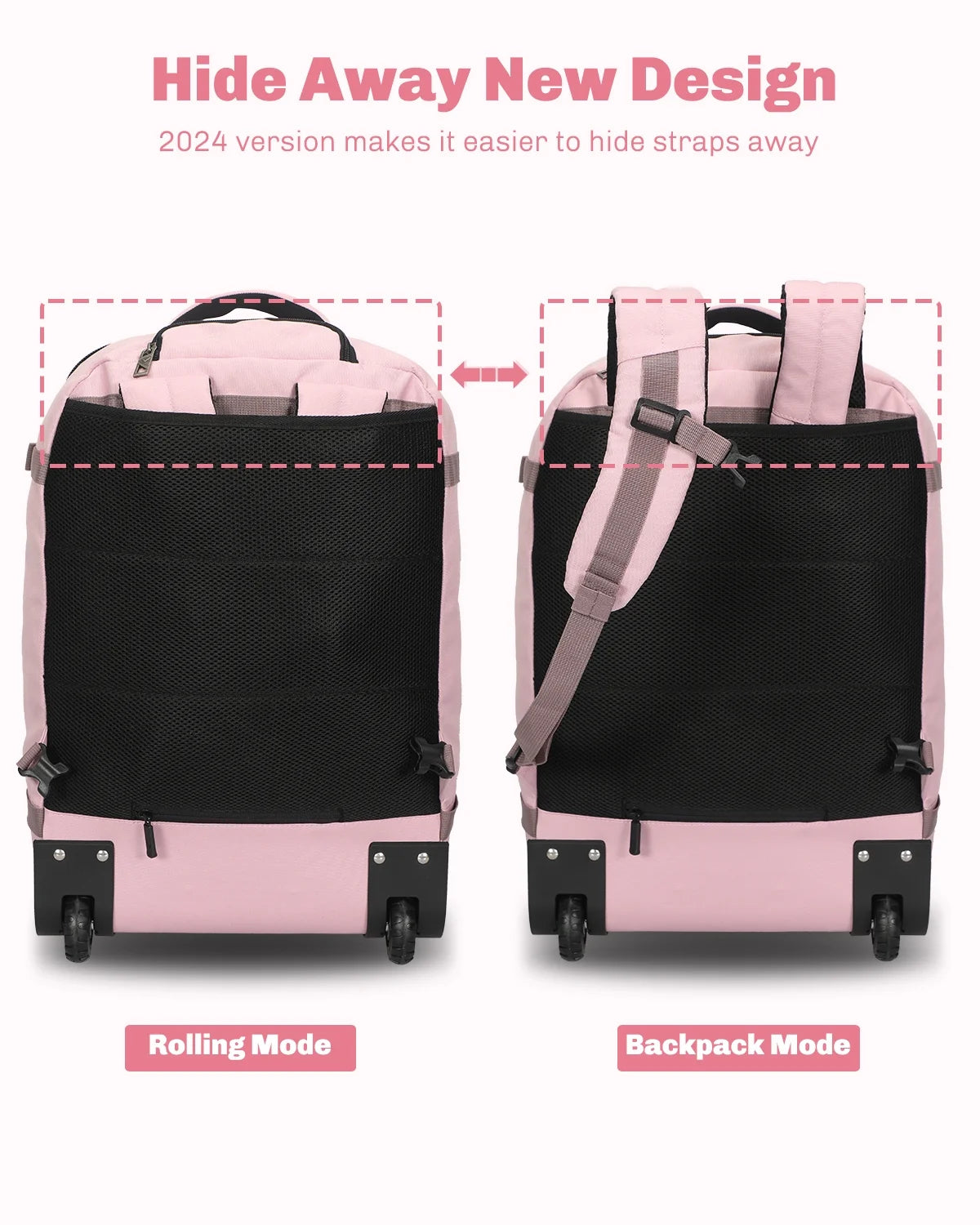 Hynes Eagle 22" Hybrid Carry-On Luggage, Softside Rolling Backpack, Grey