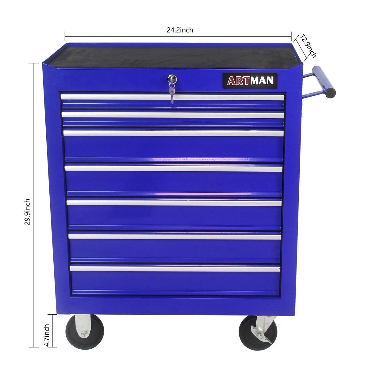 Broadfashion Rolling Tool Box 7 Drawer Tool Chest with Wheels Tool Boxes & Organizers, Alloy Steel Blue, 48.5 Pounds