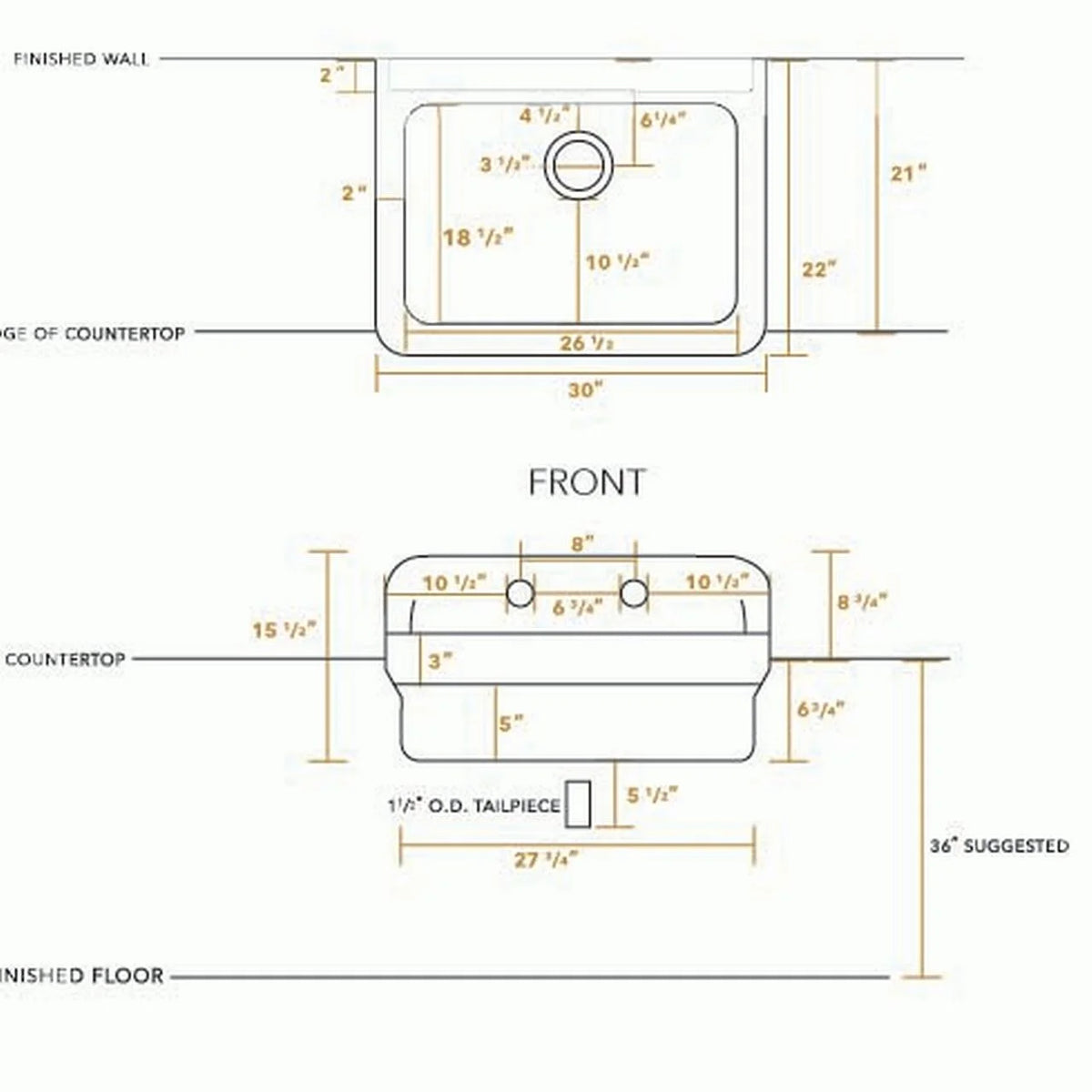 Whitehaus Old Fashioned Country Fireclay Utility Sink with High Backsplash