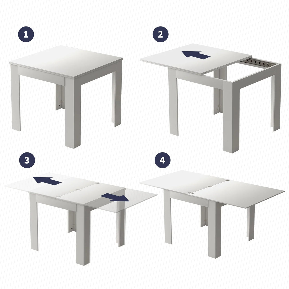 ZAFLY Extendable Dinning Table Set for 2/4/6, Modern Folding Desk, Rectangular Dinning Furniture, Space Saving Dining Table for Kitchen/Small Spaces -White