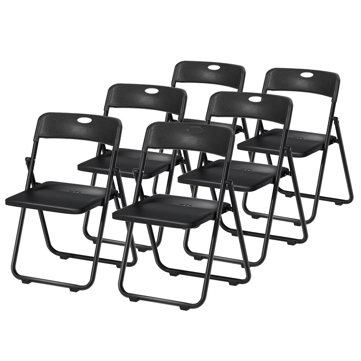 Anvazise Folding Chair 6Pcs/Set Folding Chairs, Staff Backpack Computer Chair, Basics Foldable Plastic Chair, Outdoor Portable Activity Chair, Black (Black)