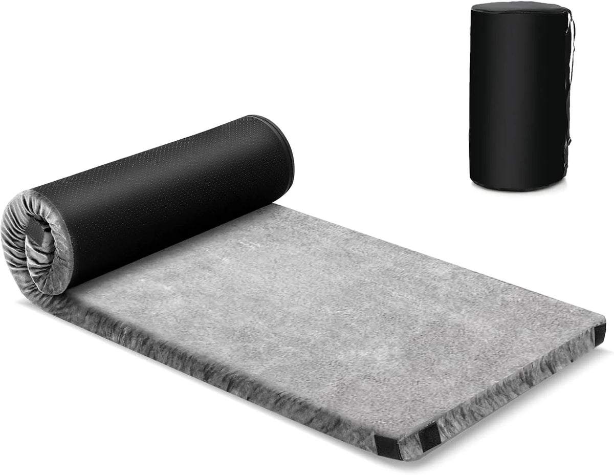 MarketLane Memory Foam Sleeping Pad, Roll Up Floor Mattress with Carry Bag, Non-Slip Bottom, Guest Floor Folding Bed for Sleepover, Portable Camping Mattress for Indoor Outdoor Travel Cot Tent，Grey