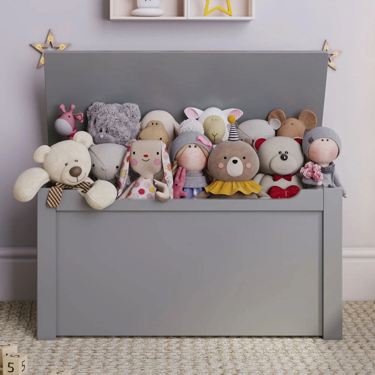 Sturdis Wooden Toy Box Spacious Storage for Home Organization, White