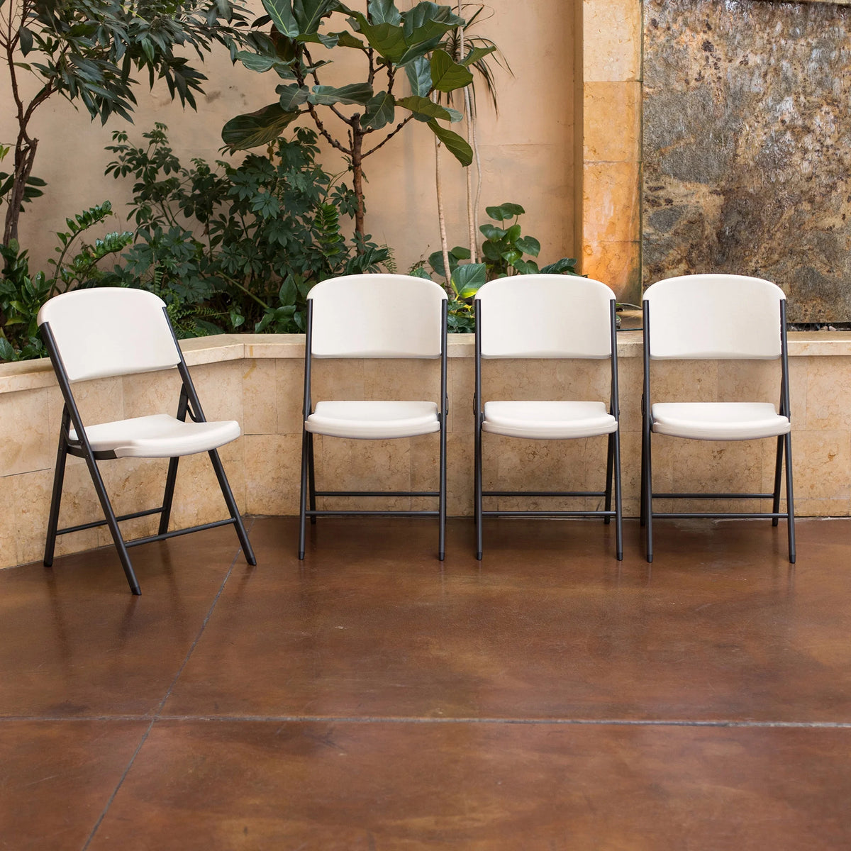 Lifetime Folding Chair, Indoor/Outdoor Commercial, White Granite, 4 Pack (42804)