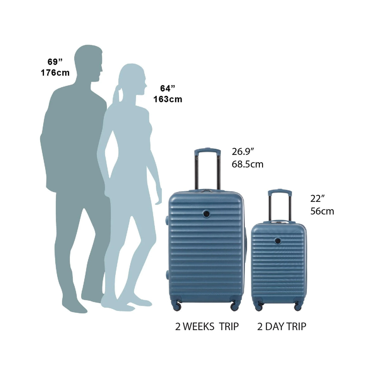 PROTEGE 2PC Hardside Luggage Set, 20" Carry-on and 25" Checked Upright Spinner Luggage, Blue