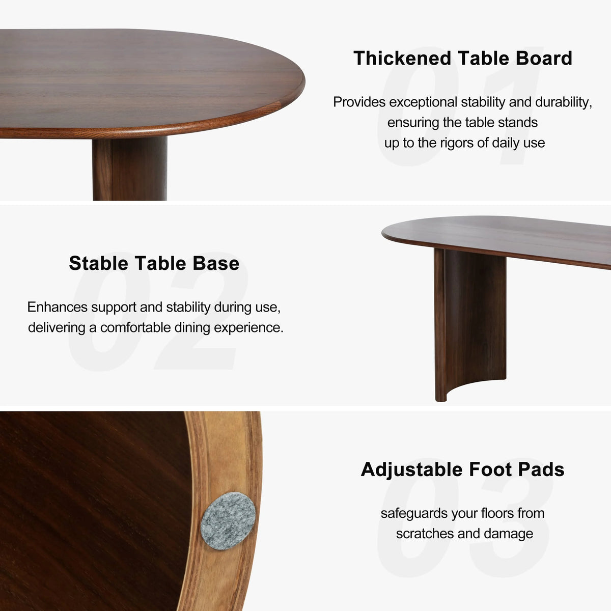 Haiden 67"x33.5" Soild Wood Dining Table Oval Kitchen Table, Walnut