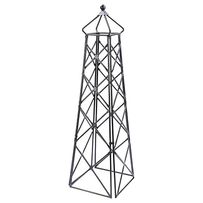 Achla Designs Lattice Obelisk Garden Trellis, 67 Inch Tall, Graphite Powder Coat Finish