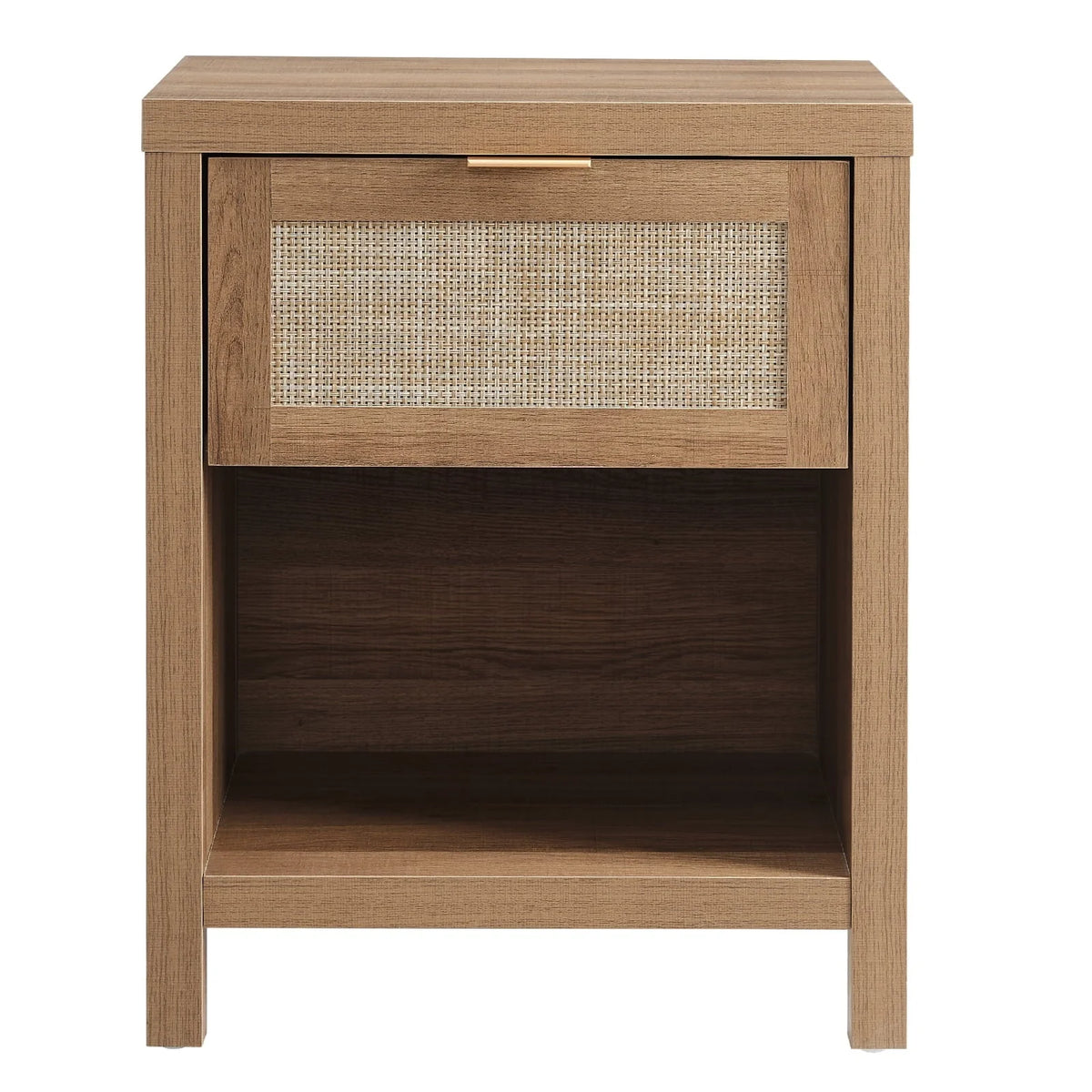 SICOTAS Rattan Nightstand with Drawer and Storage Bedside Table End Table Side Table Accent Table for Bedroom Living Room
