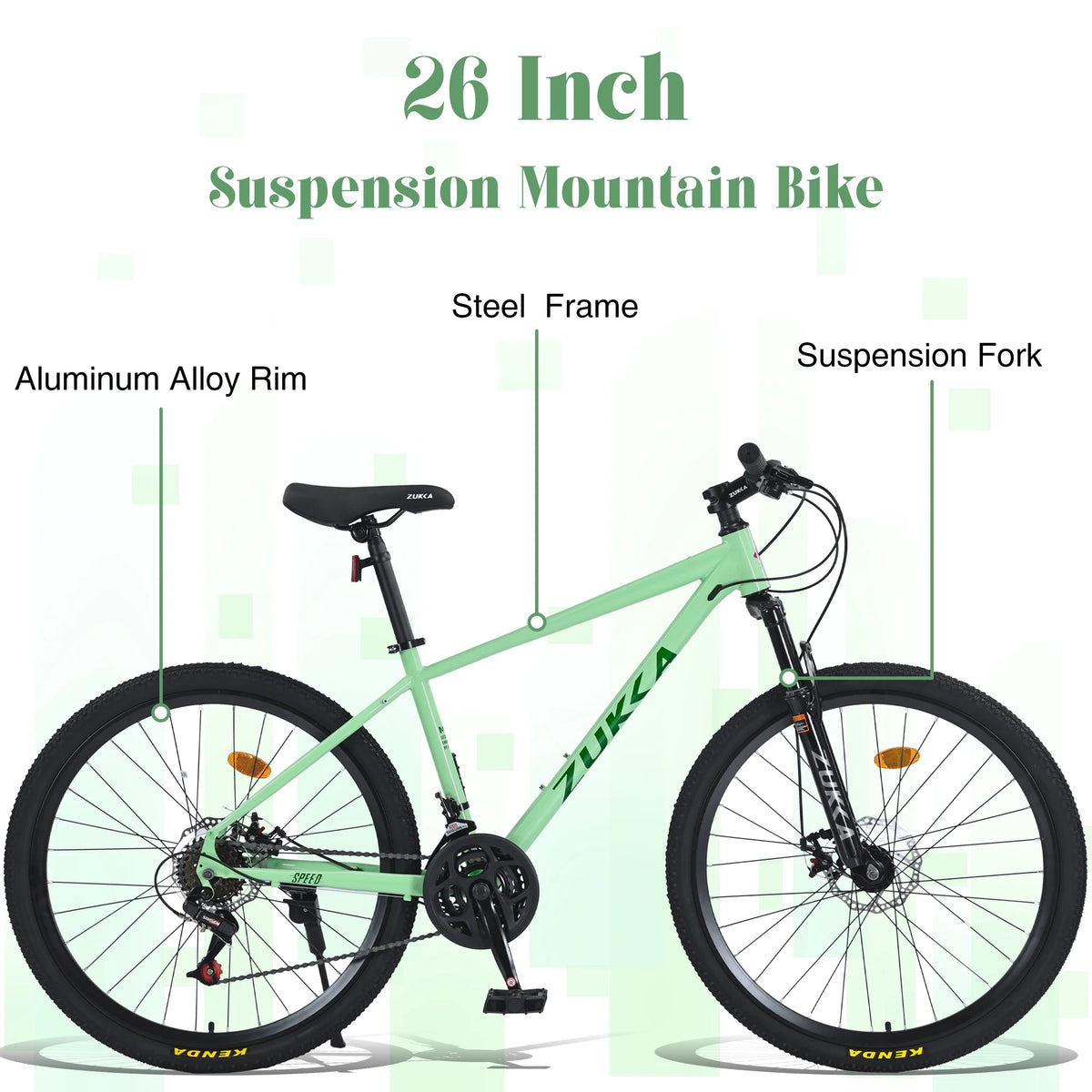 Aukfa 26" Mountain Bike for Men/Women,24 Speed Adult Bicycle Suspension Fork,Fits Riders 5'4" - 6'2"Red