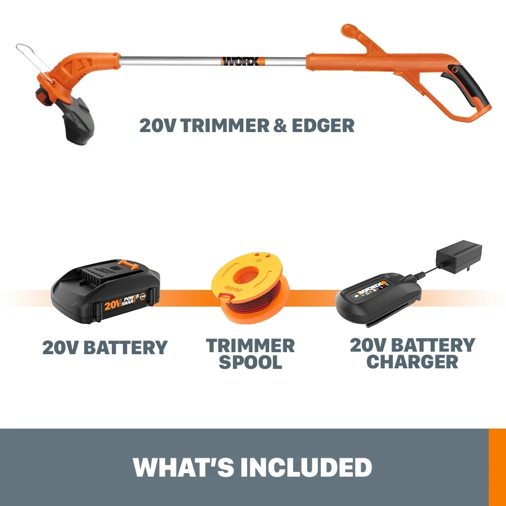 Worx WG154 20V PowerShare 10" Cordless String Trimmer & Edger (Battery & Charger Included)
