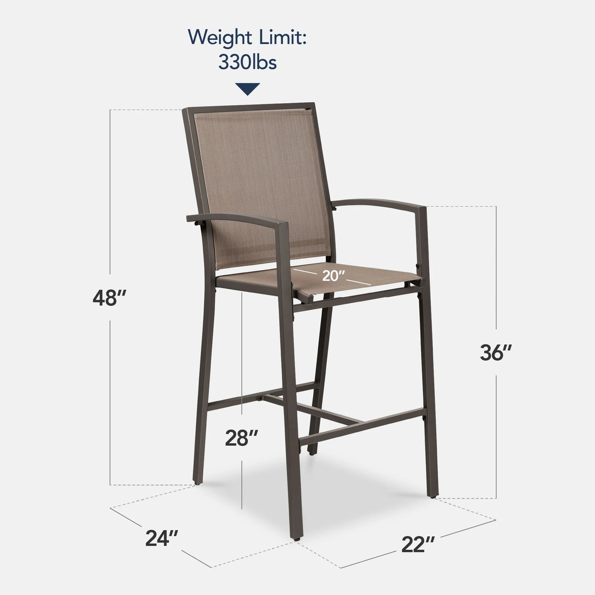Best Choice Products Outdoor Barstools Set of 2, Bar Height Patio Chairs w/ All-Weather Mesh - Black/Black