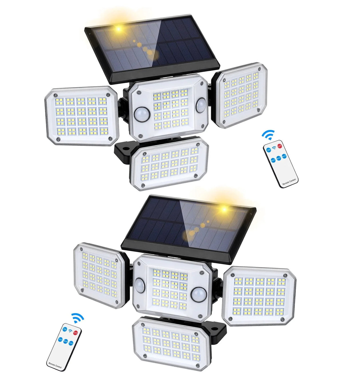 Solar Outdoor Lights, 2Pack Motion Sensor Flood Security Light with Remote Control for Outside Garage Yard