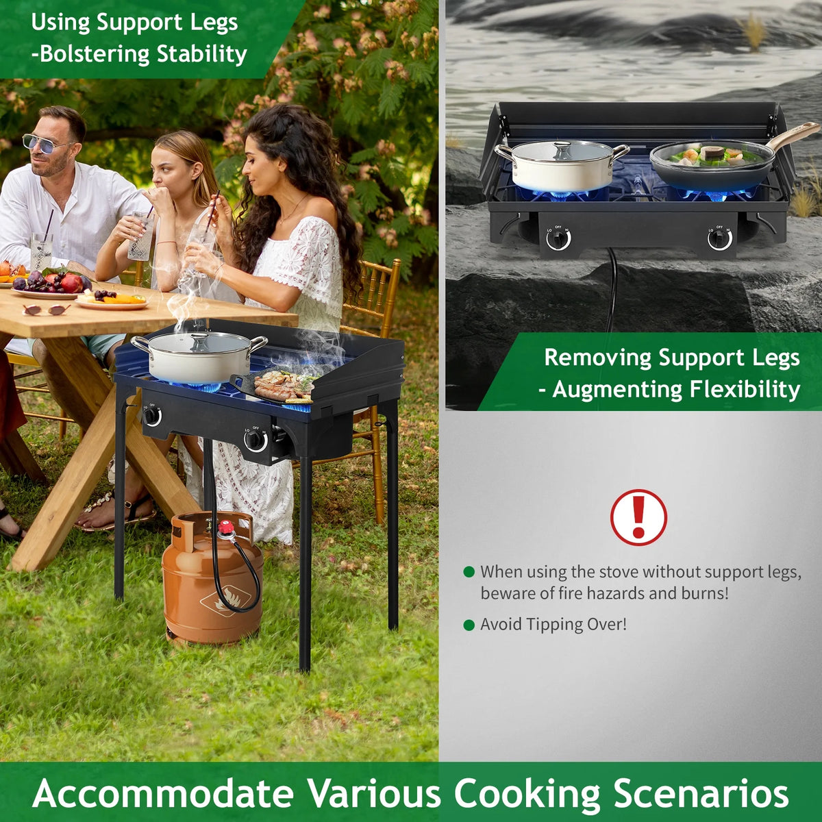 Ktaxon 2 Burner 150000 BTU Cooker Outdoor Camping Picnic Stove Stand BBQ Grill