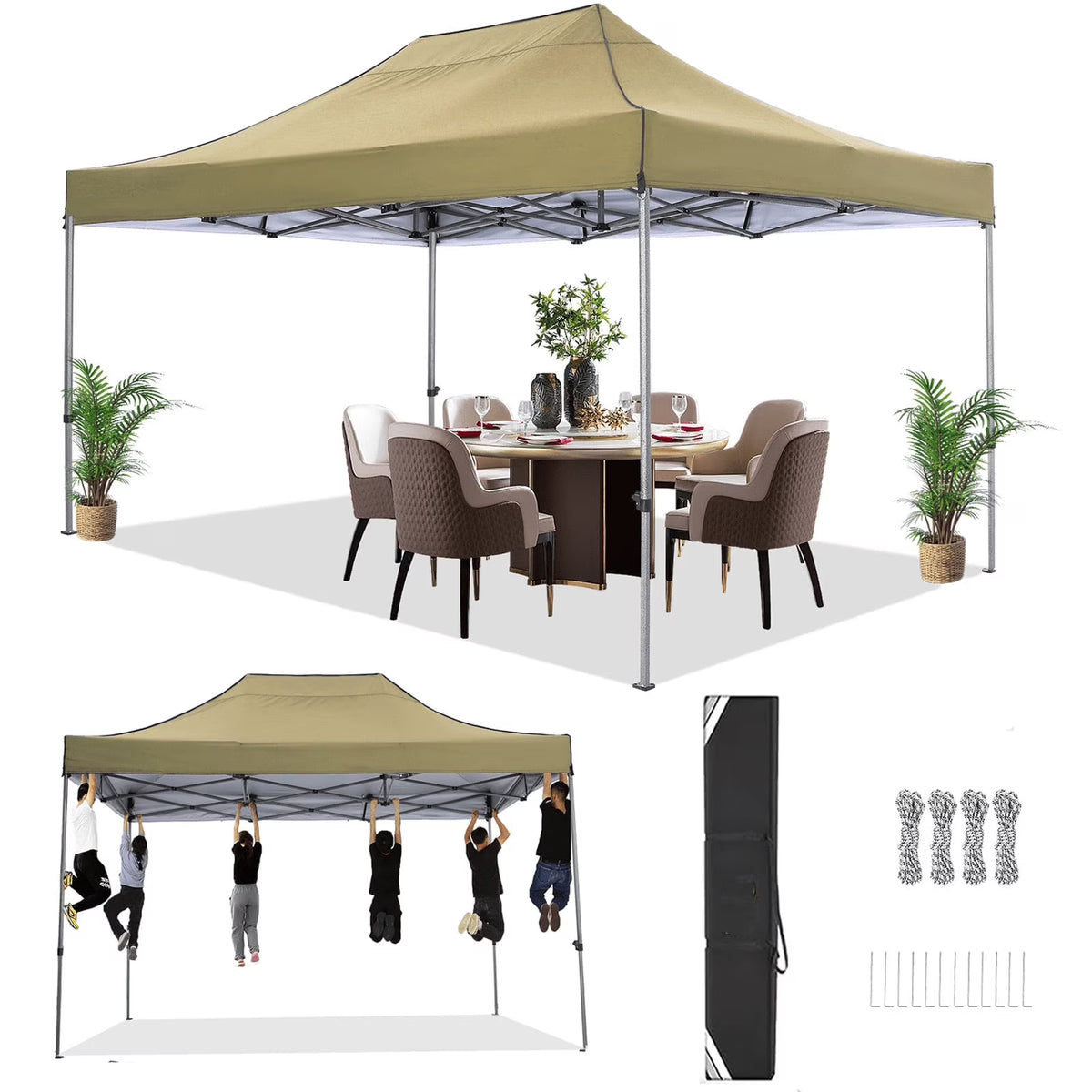 COBIZI 10x10 Heavy Duty Pop-up Canopy Tent for Outside, UPF 50+ Waterproof and Instant Outdoor Shelter, Outdoor Canopy for Beach,Party,Camping with Rope,Stake and Carrying Bag,White(Frame Thickened)