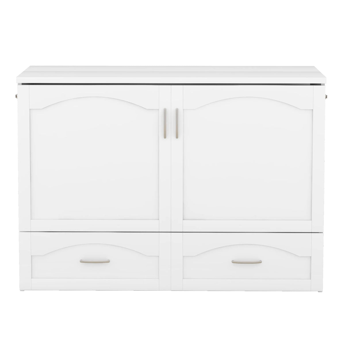 Harper & Bright Designs Full Size Murphy Bed with Shelves, Foldable Wall Bedframe w/Flexible Slats Support, Space-Saving Design, Can Be Folded Into Cabinet, White