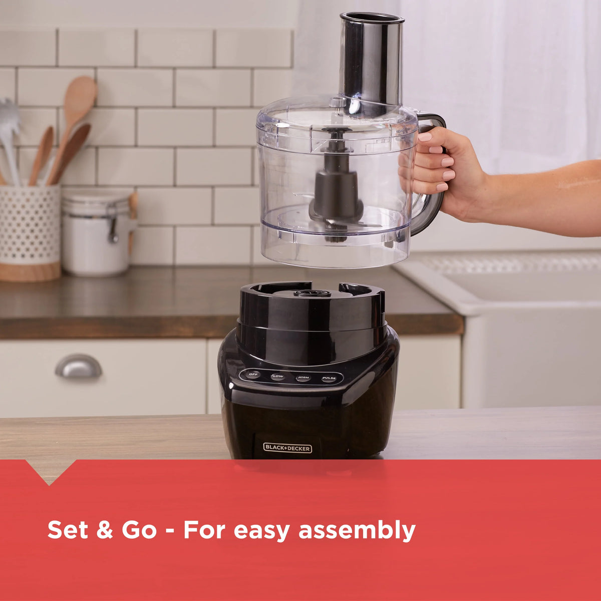BLACK+DECKER Easy Assembly 8-Cup Food Processor, Black, FP4200B