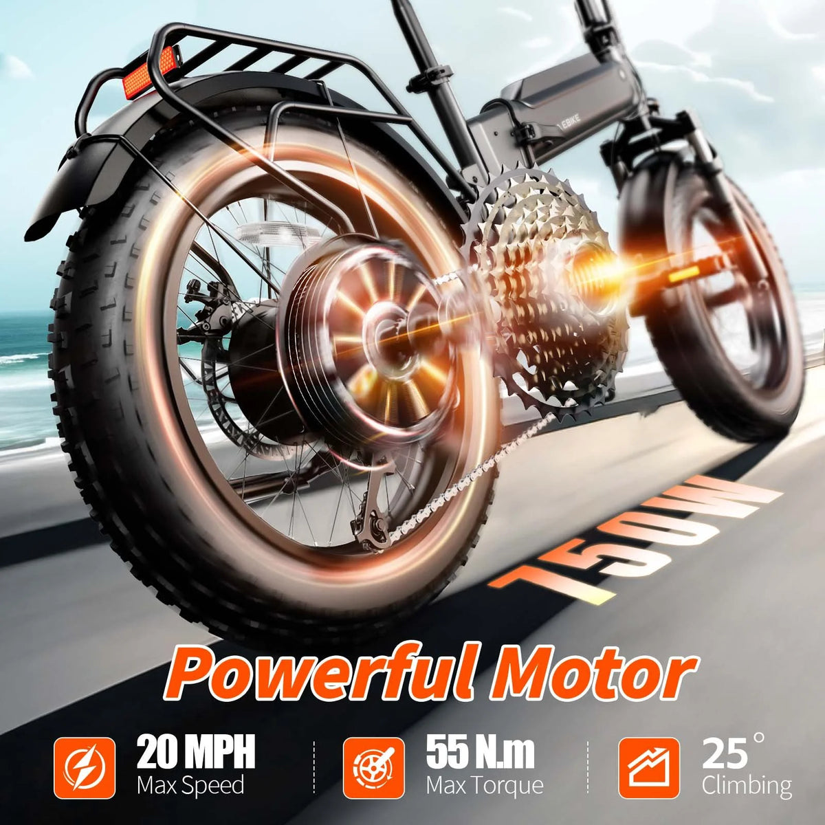 TST Electric Bike for Adults, 500W Removable Battery Max Range 50Miles & 19MPH E Bike, 20''��3.0" Fat Tire Ebike, Commute Electric Bicycle 36V/7.8AH UL2849