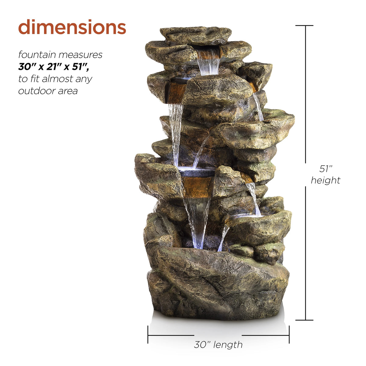 Alpine Corporation 6-Tier Amazonian Water Fountain with LED Lights