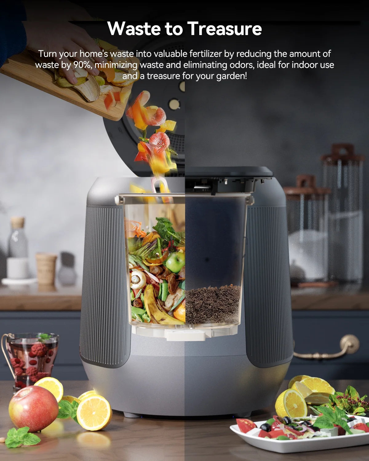 Enboya Smart Electric Composter, 4.2L Odorless Quiet Indoor Compost Bin for Food Waste Recycling