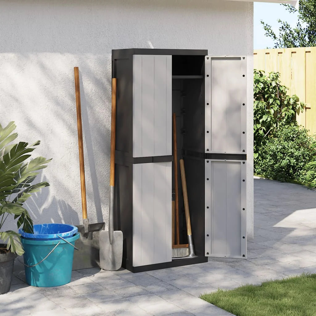 vidaXL Outdoor Storage Cabinet Black 25.6"x14.6"x33.5" PP