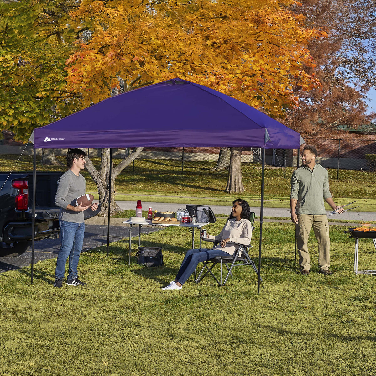 Ozark Trail 10x10 Instant Pop Up Canopy Tent with Simple Push Setup – Straight Leg Pop-Up Tent for Tailgating, Camping & Events, White
