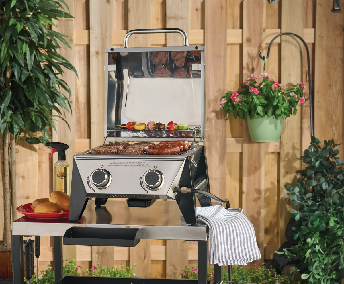 Expert Grill 2-Burner Tabletop Gas Grill, Stainless Steel, 13,000 BTUs