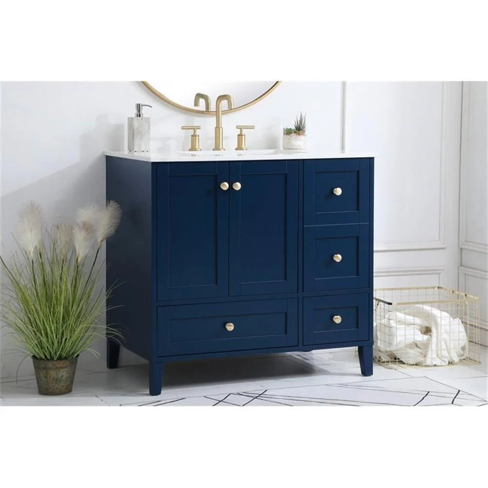 Elegant Decor Sommerville 36" Single Quartz Top Bathroom Vanity in Gray