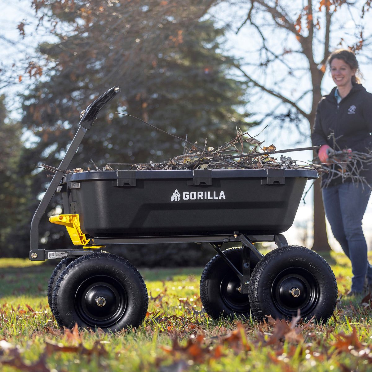 Gorilla 9 cu ft. Heavy Duty Poly Yard Dump Cart with No Flat Tires