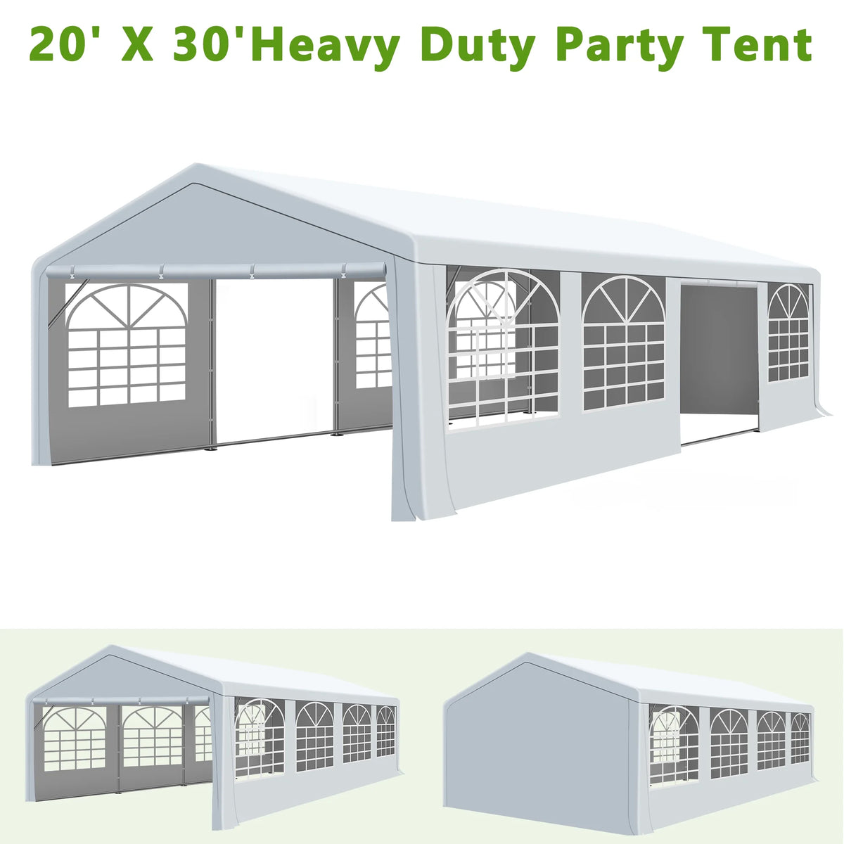 Gartooo 20'x20' Heavy Duty Party Tent, Outdoor Wedding Party Tent with Removable Sidewalls, Outdoor Canopy for Events