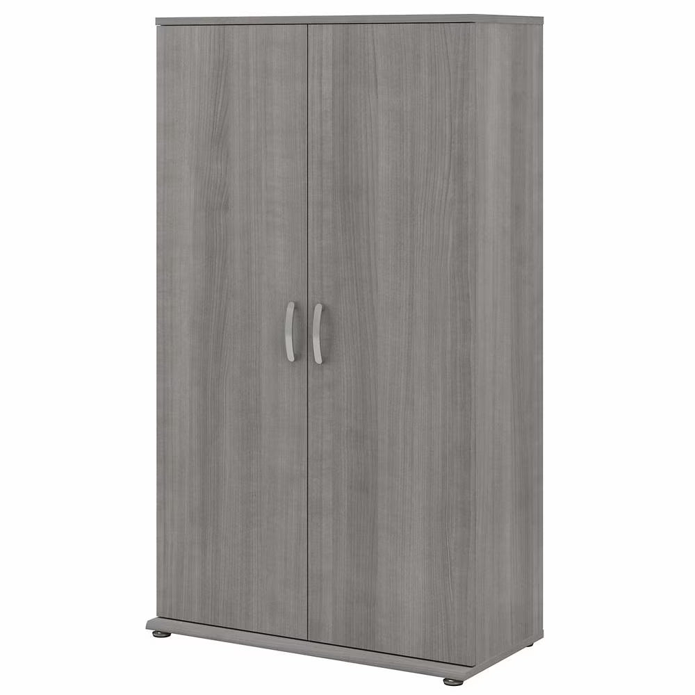 Bush Business Furniture Universal Tall Garage Storage Cabinet with Doors and Shelves - Platinum Gray