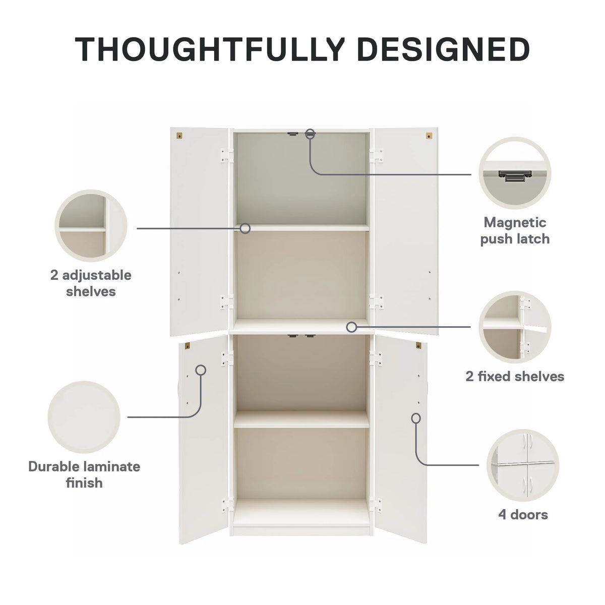 Mainstays 72" 4-Door Storage Cabinet, Espresso