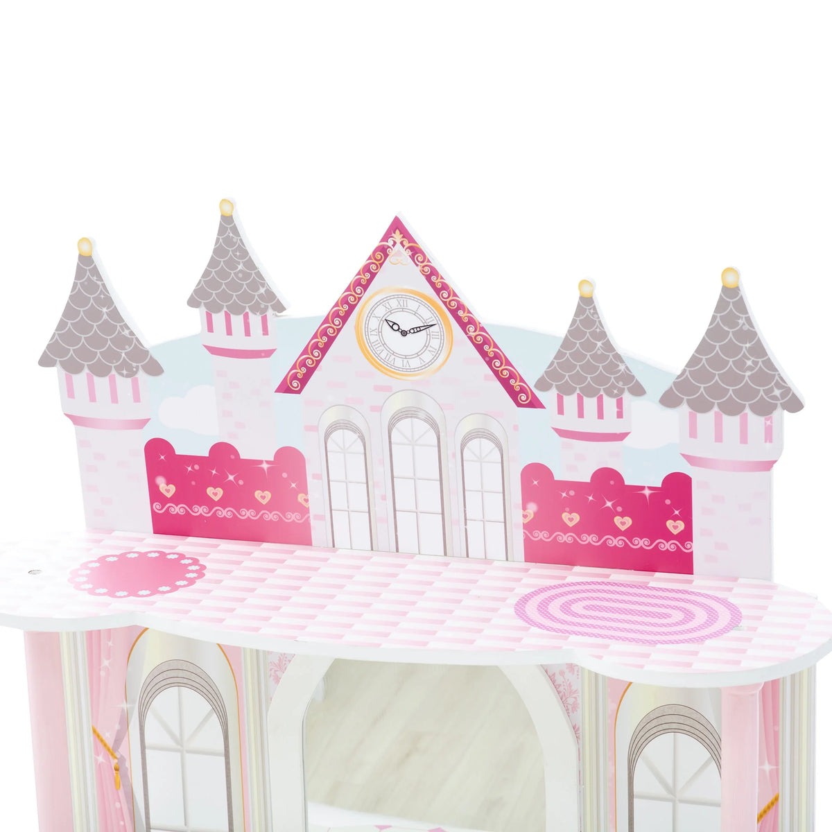 Fantasy Fields Kids Vanity Table and Stool Set with Castle Design, Pink
