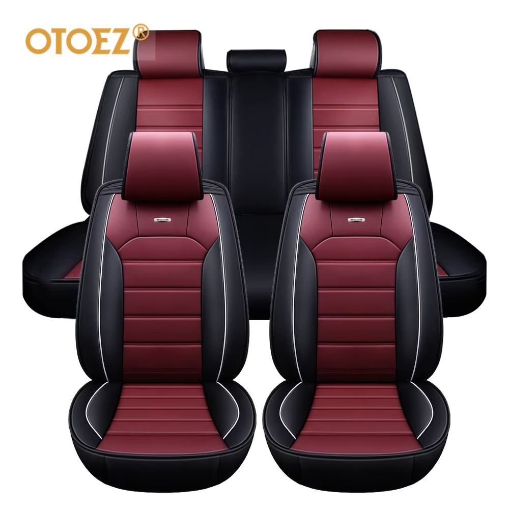 OTOEZ Leather Car Seat Cover Universal 5 Seats Full Set Front Rear Seat Protector