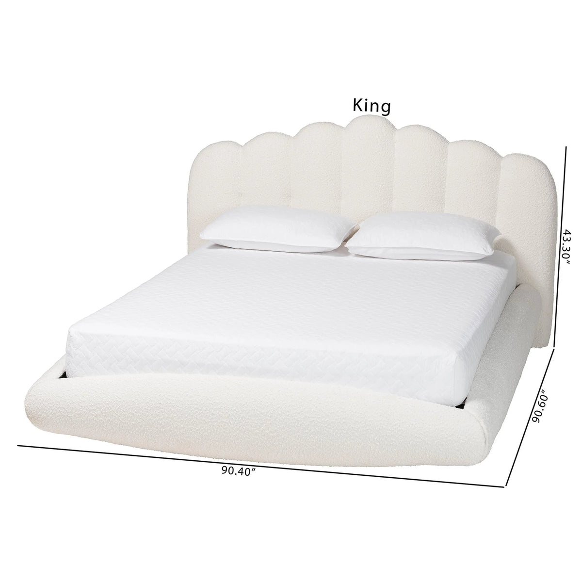 Baxton Studio Grenier Modern Floating Bed, King, Cream