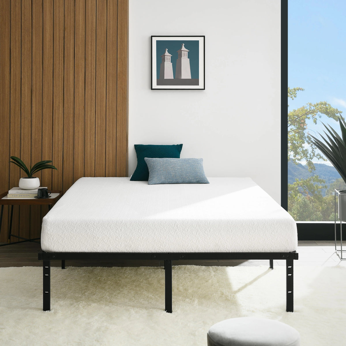 Mainstays 14" Heavy Duty Steel Slat Twin Platform Bed Frame, Black