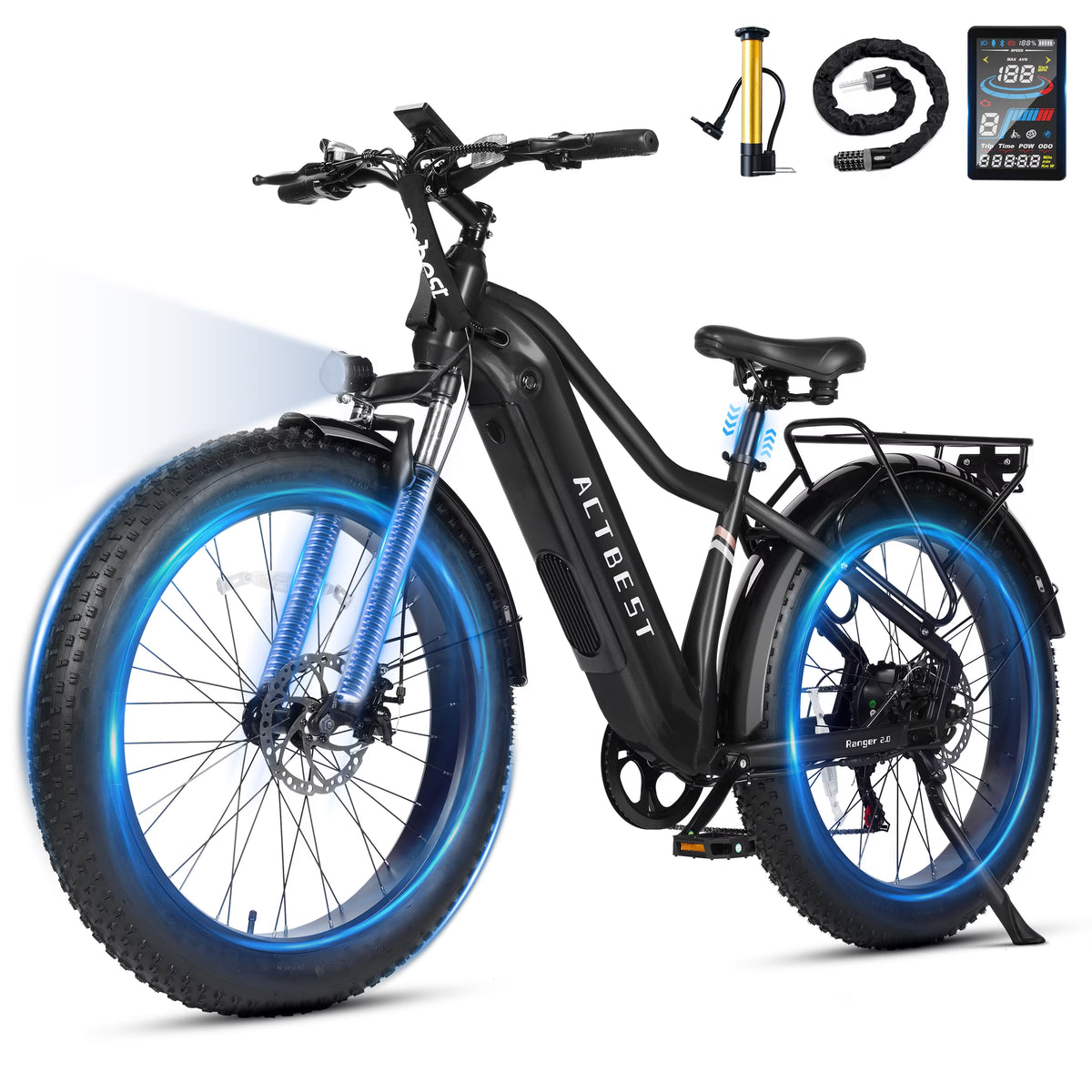 Actbest Electric Bike for Adults with Peak over 750W Brushless Motor, Over 20MPH Electric Mountain Bike, Removable Built-in Battery,26"×4 Fat Tires Ebikes for Adults,UL2849 (Gray)