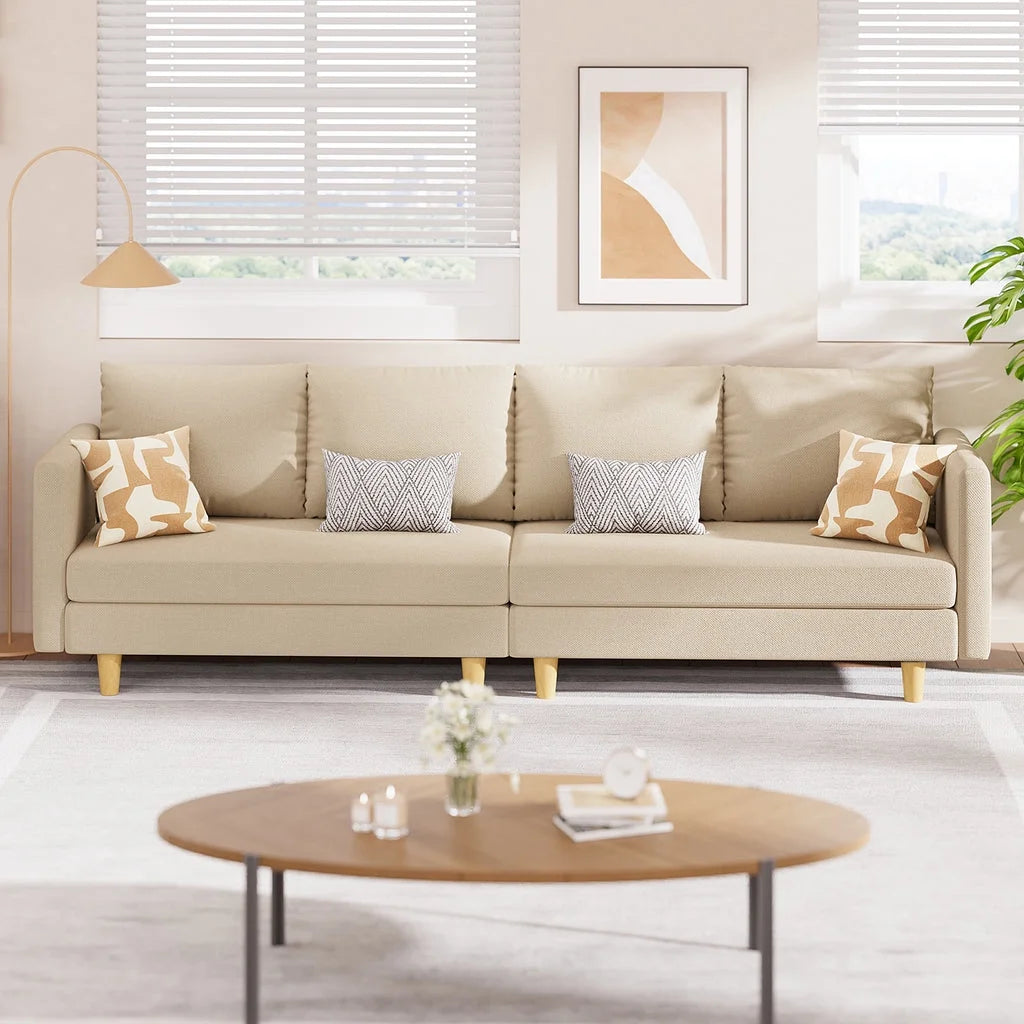 Aiho 82" L Modern Sofa, L-shaped Sofa with 3 Comfortable Pillows for Living Room, Apartment, Studio, Office - Dark Grey