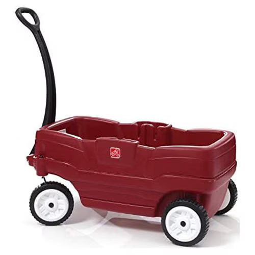 Step2 Red Plastic Two-Seater Toddler Wagon with Safety Belts and Storage for Ages 18 Mo to 5 Yrs