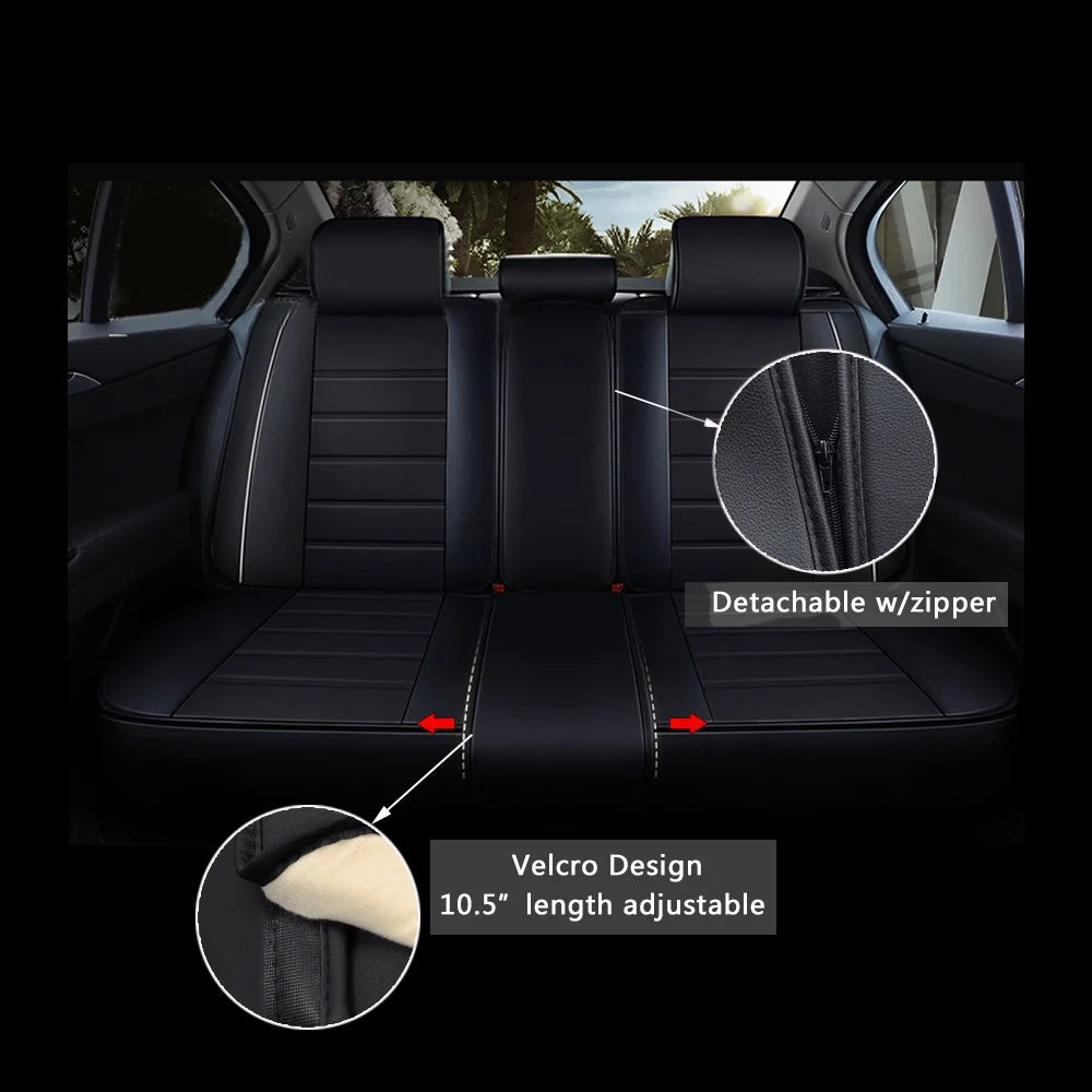 OTOEZ Leather Car Seat Cover Universal 5 Seats Full Set Front Rear Seat Protector