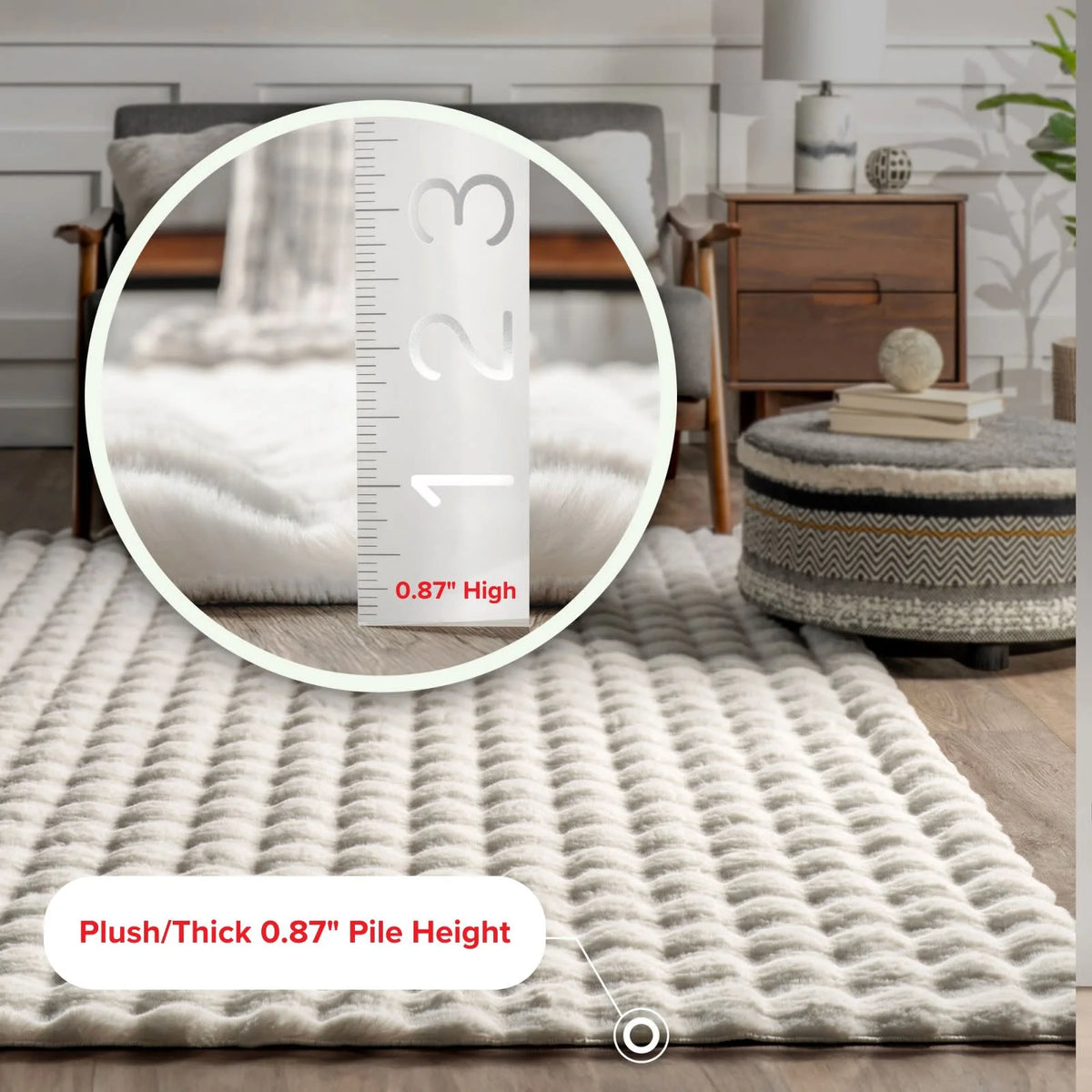 nuLOOM Jeni SuperiorWash Solid Faux Rabbit Machine Washable Area Rug, 2' 6" x 8', Runner, Jeni Grey