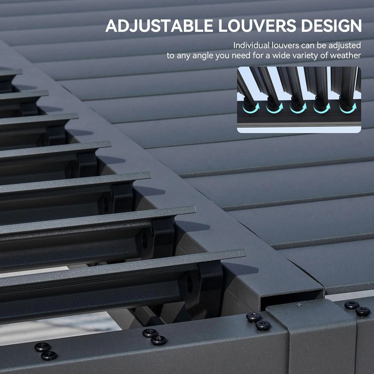 Aoxun 20' x 12' Louvered Pergola, Outdoor Aluminum Pergola with Adjustable Top for Decks, Gardens and Backyards, Gray