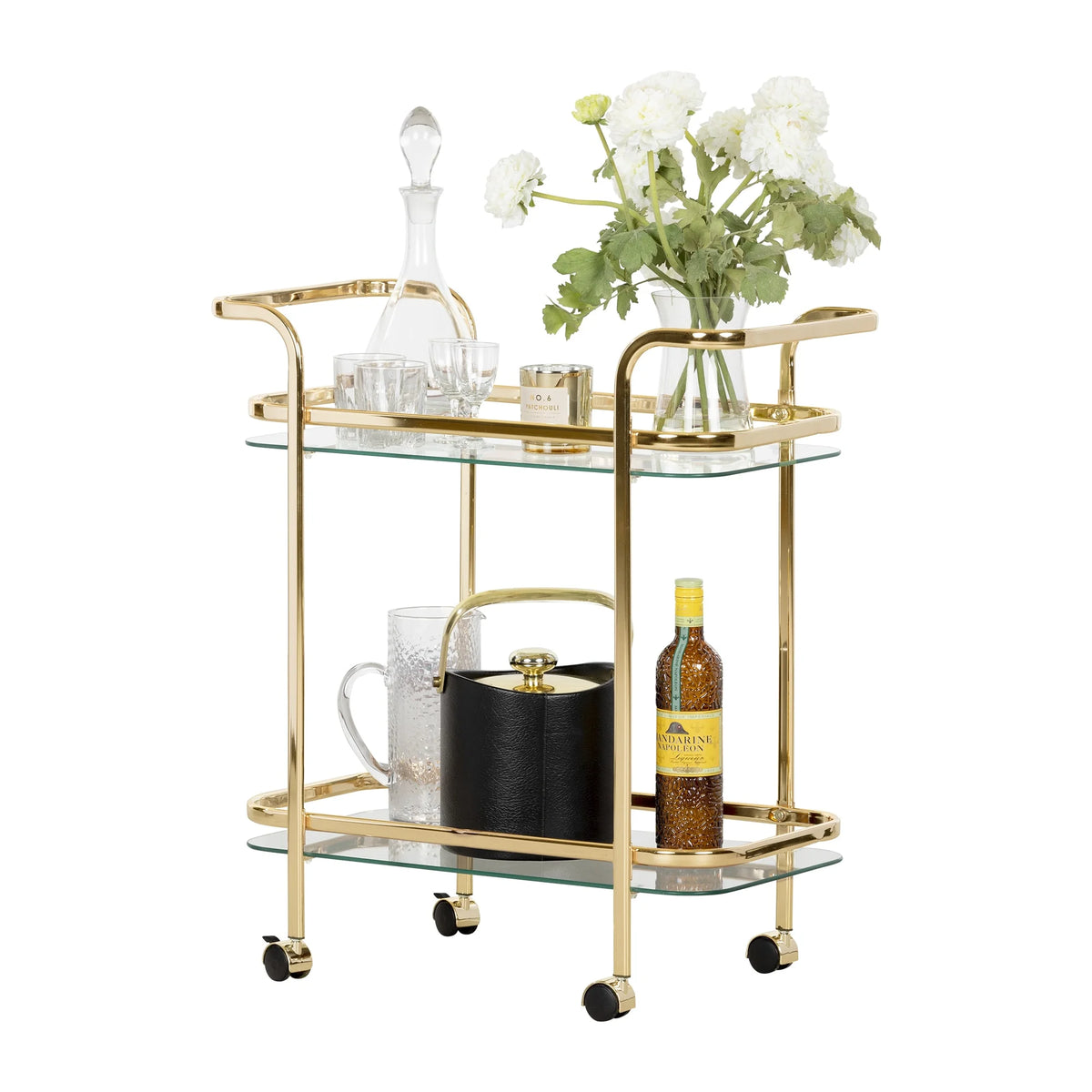 South Shore Maliza Bar Cart, Gold/Clear