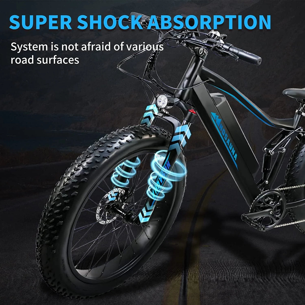 Electric Bike Electric Mountain Bike 500W Ebike26'' Fat Tire Ebike, 28+MPH Adults Ebike with Removable 48V 15Ah Battery, Shimano 6-Speed Black